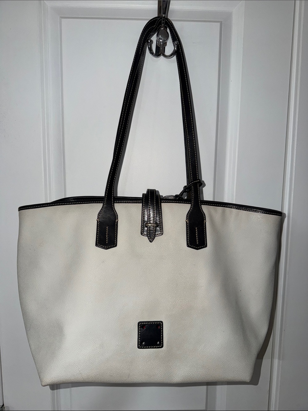 DOONEY & BOURKE Classic White Tote with Black Trim - Women's Shoulder Bag